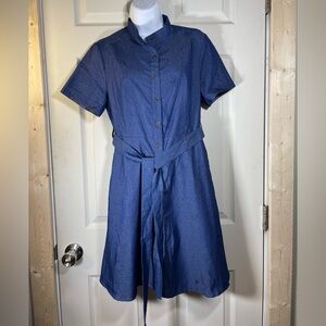 Allegra K Navy Button-Up Midi Dress